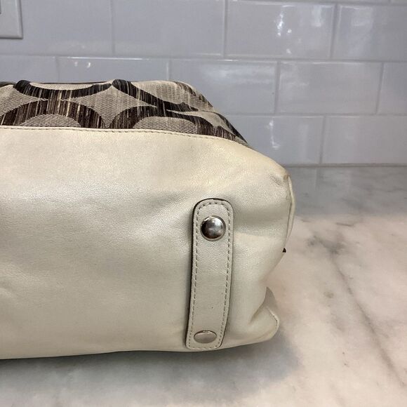 Coach White & Navy Signature IKAT Sabrina Satchel - Picture 8 of 14